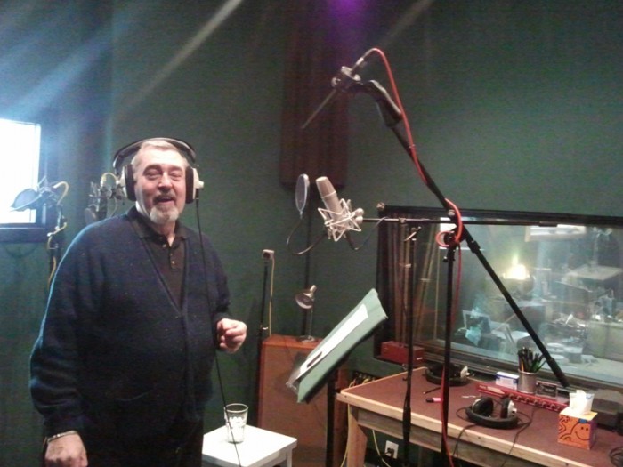 Actor Brian Croucher having loads of fundoing the voice of the Bastard in the Caravn for JUNKYARD.